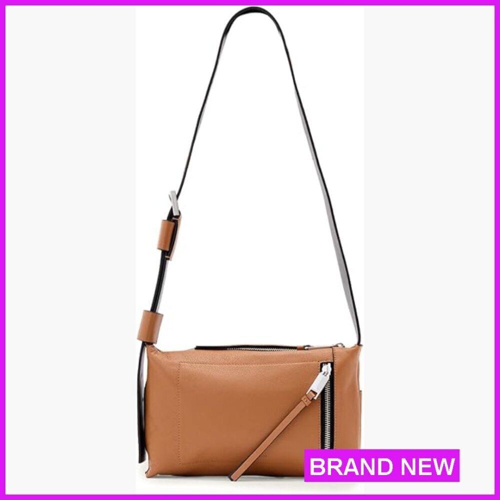 Leather Zip Crossbody Bag Minimal Chic Versatile Everyday Shoulder Bag